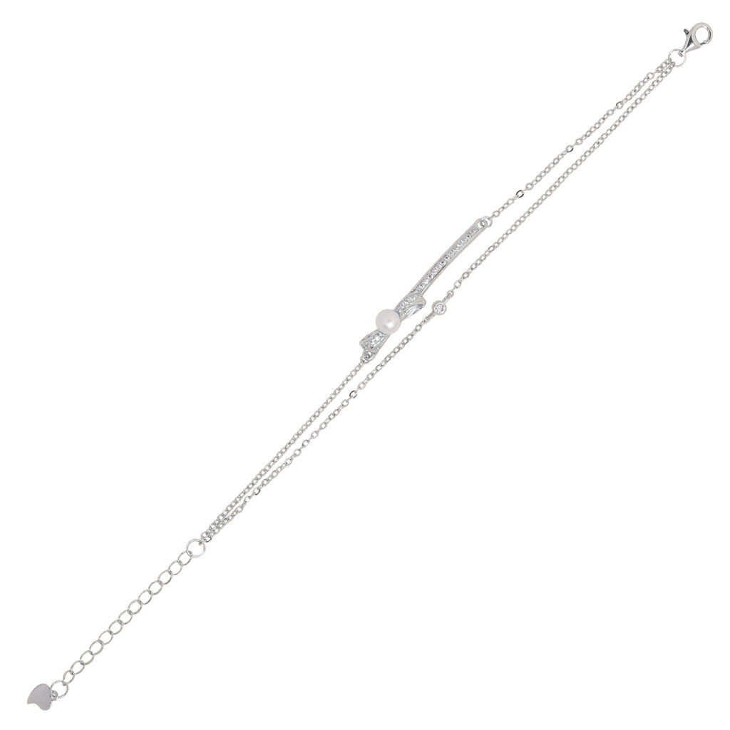 Twinkling Arc Pearl Chain Silver Bracelet | 925 Silver Bracelet