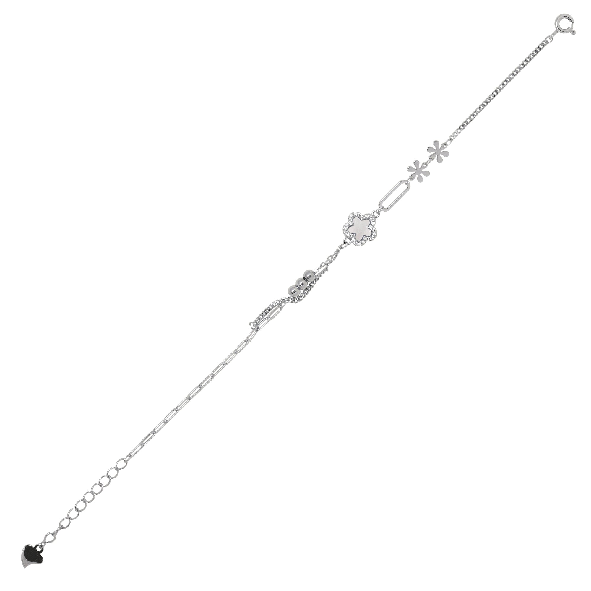 Little Pearl Clover Silver Bracelet | Silver Pearl MOP Bracelet