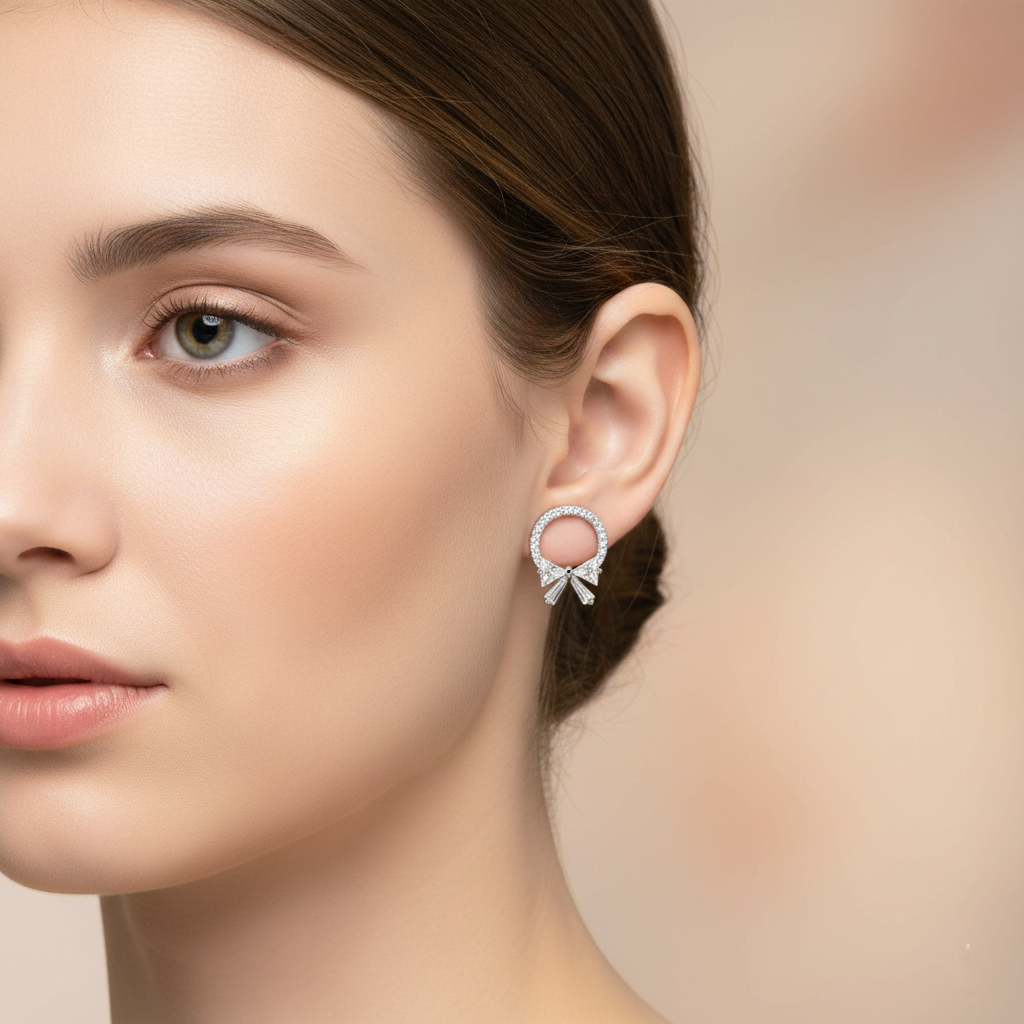 Silver Elegant Bow Earrings | Sterling Silver Earring For Women