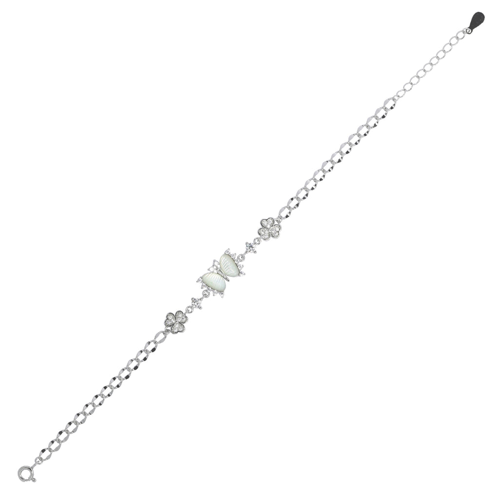 Twinkling Butterfly Pearl Silver Charm Bracelet | Silver Bracelet