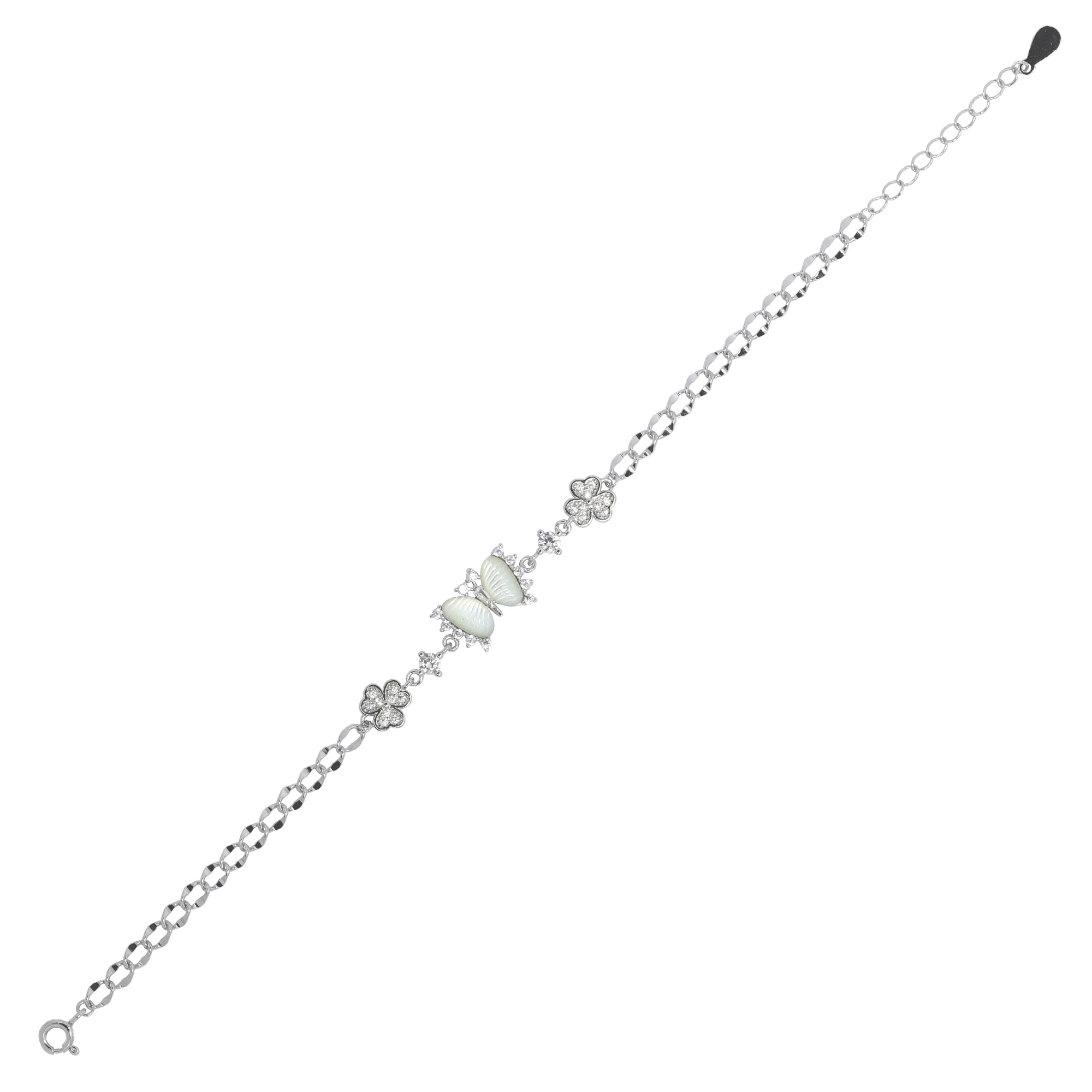 Twinkling Butterfly Pearl Silver Charm Bracelet | Silver Bracelet