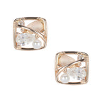 Modern Art Deco Pearl & Crystal Studs | 925 Silver Earring For women