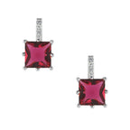 Dangling Red stone sterling Silver Studs | 925 Silver Stud Earring for women