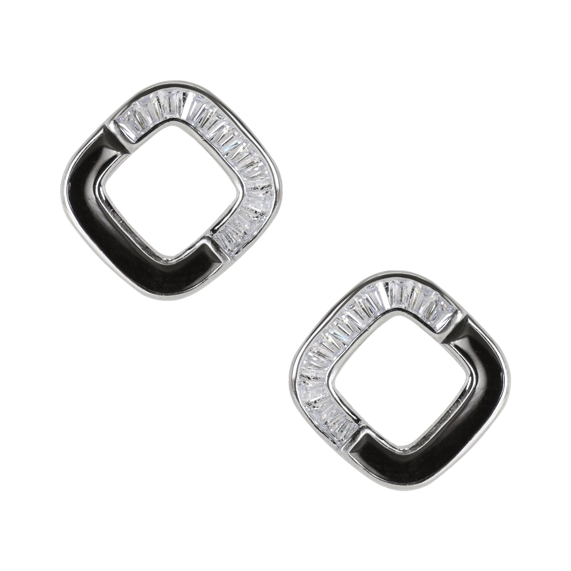 Silver Baguette Square Studs | 925 Silver Jewellery for Women