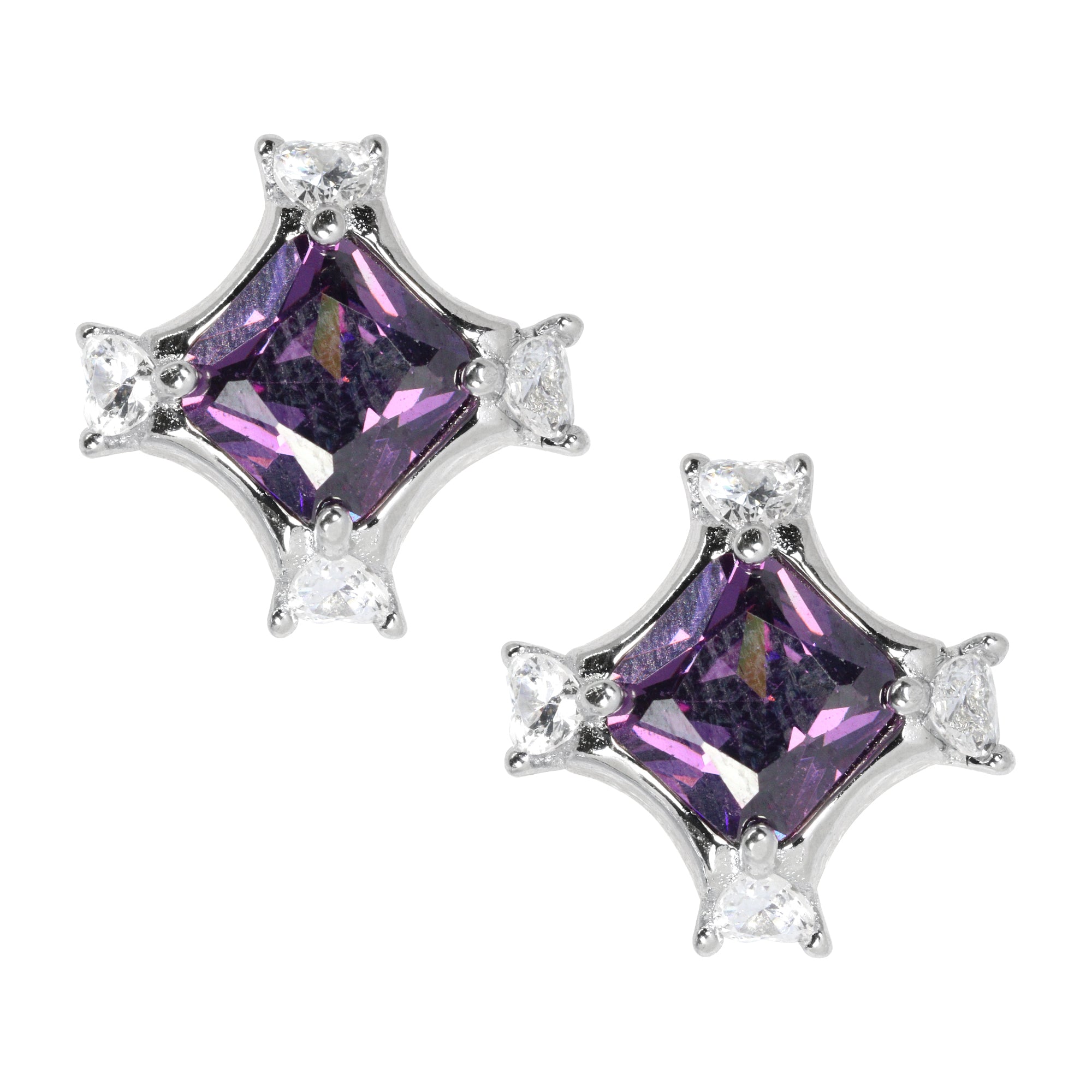 925 Silver Purple Starburst Studs | Silver Jewellery For women