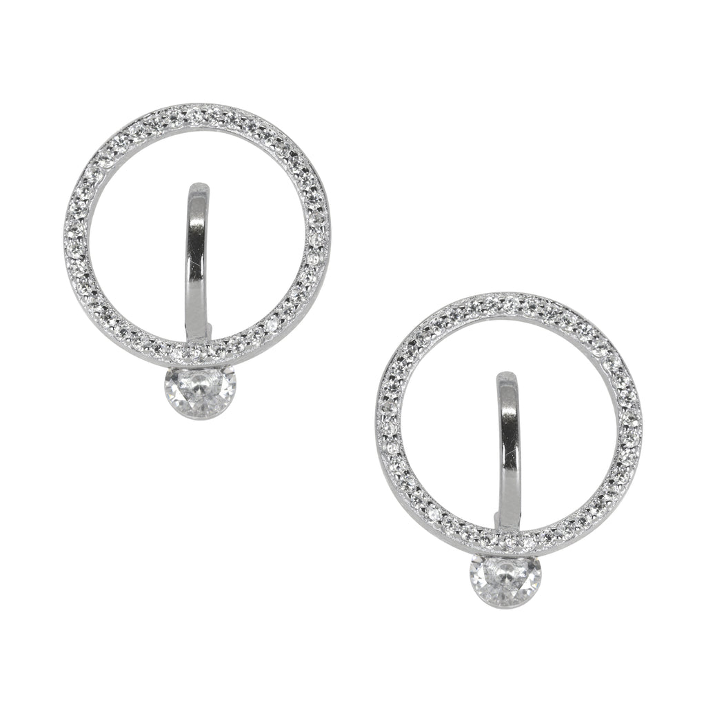 Orbit Pave Silver Studs | 925 Silver Earring For Women