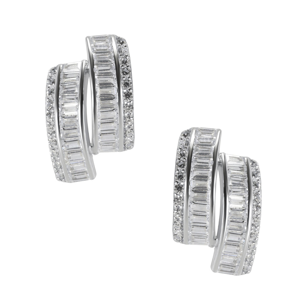 Midnight Sparkle Silver Huggies | Silver Earring Cuffs For Women