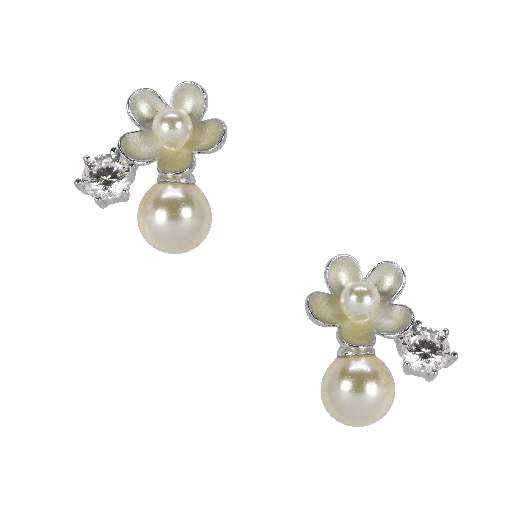 Versatile Pearl & Flower Cluster Studs | 925 Silver Earring For Girls