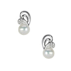 Graceful Wave Sterling Silver Pearl Studs | 925 Silver Earring for Women