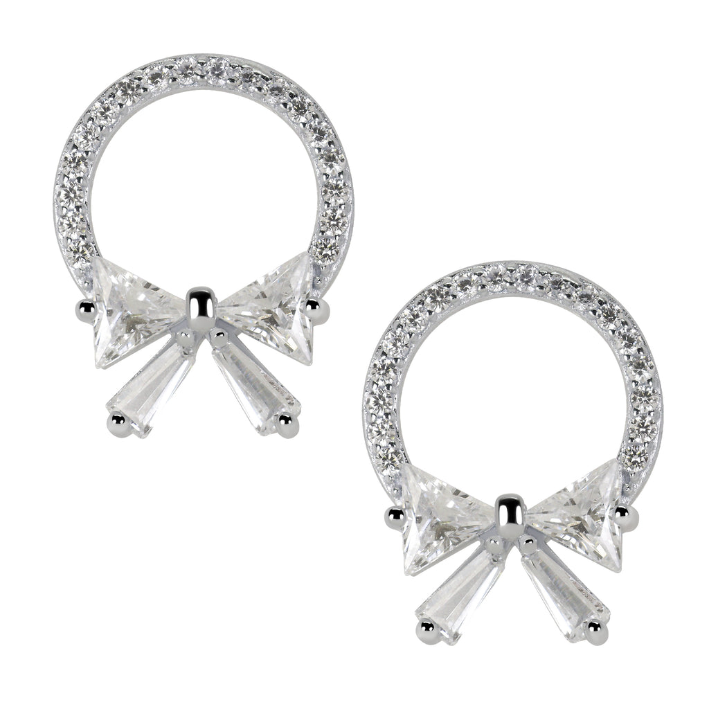 Silver Elegant Bow Earrings | Sterling Silver Earring For Women