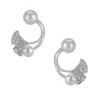 Dewdrop Leaf Cluster Silver Studs | Silver Stud Pearl Earring