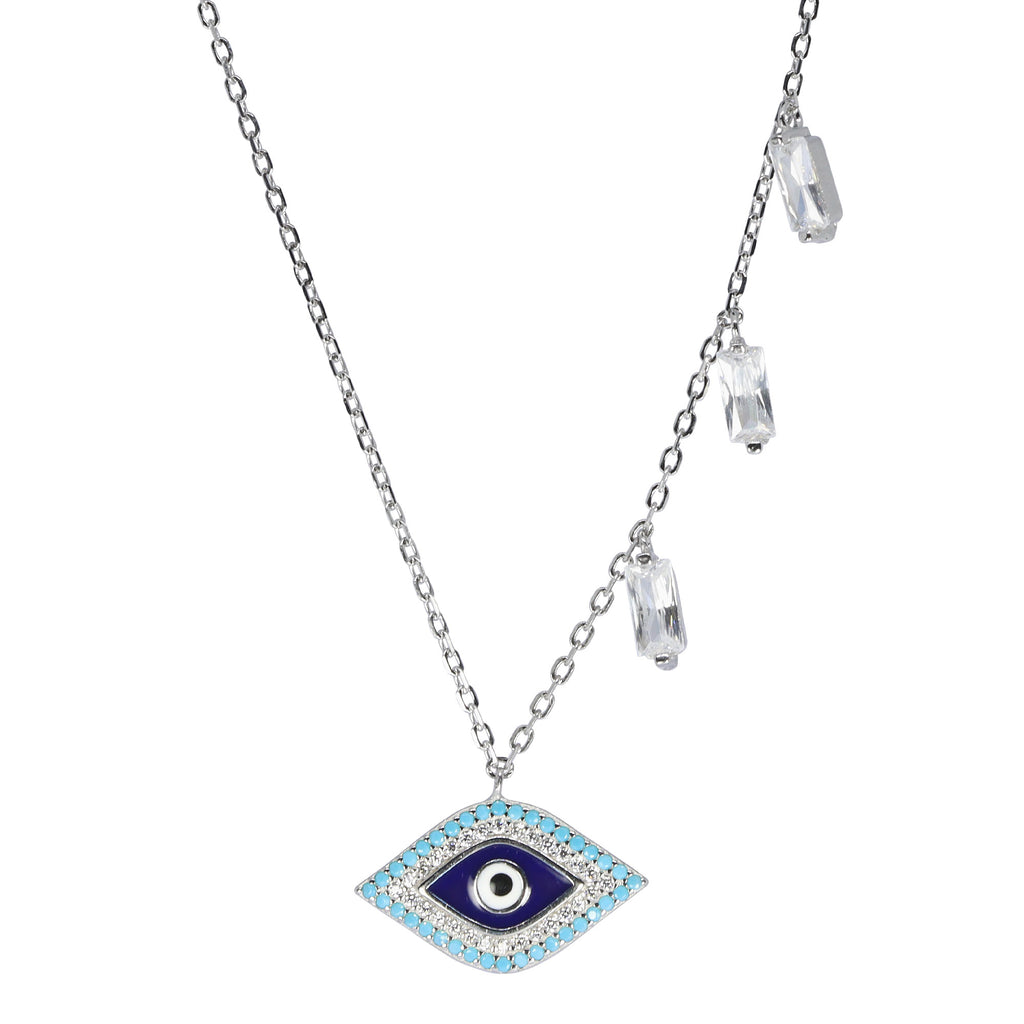 Baguette Drop Evil Eye Charm | 925 Silver Evil Eye Pendant