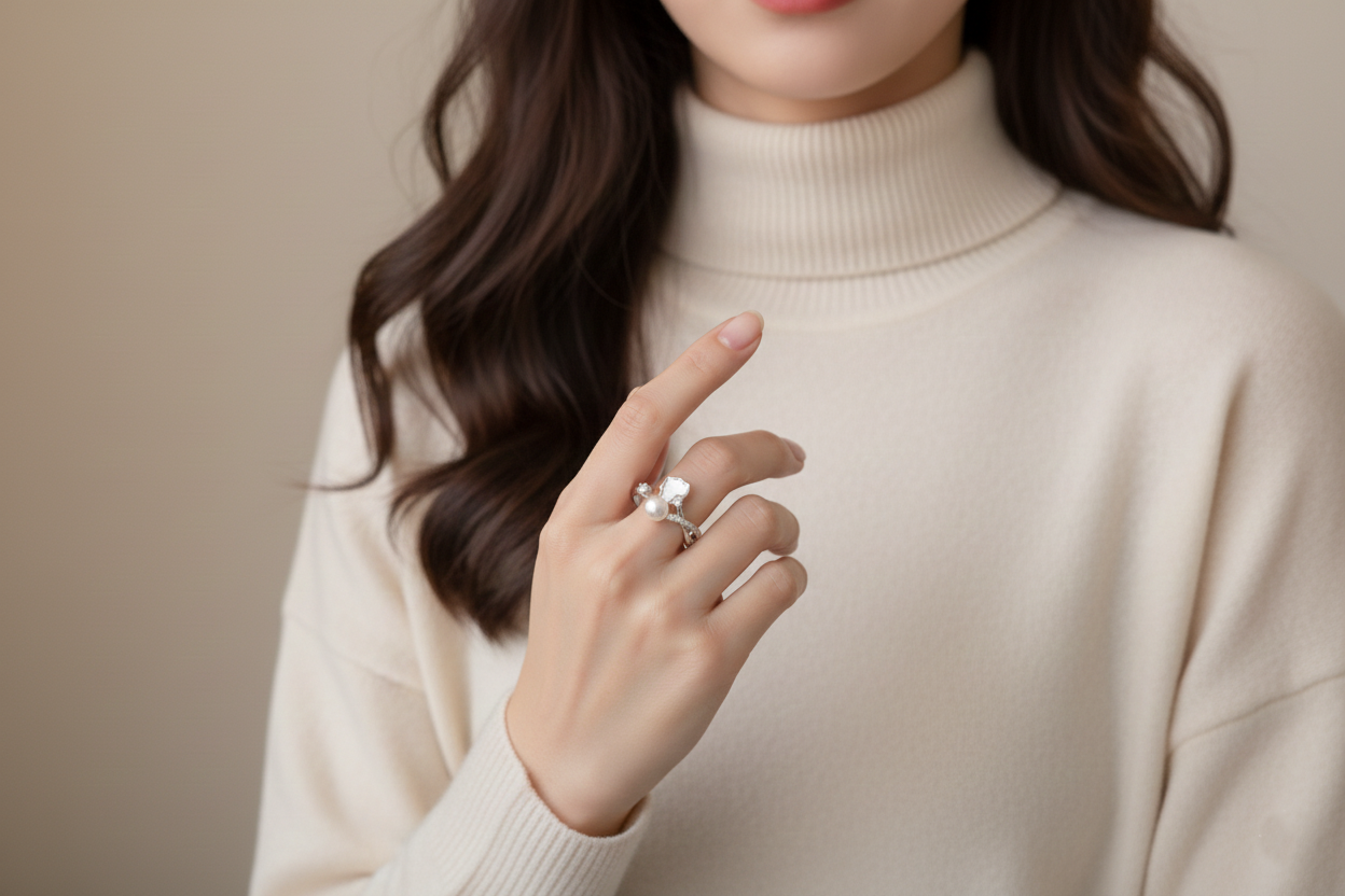 Dainty 925 Sterling Silver Pearl Ring