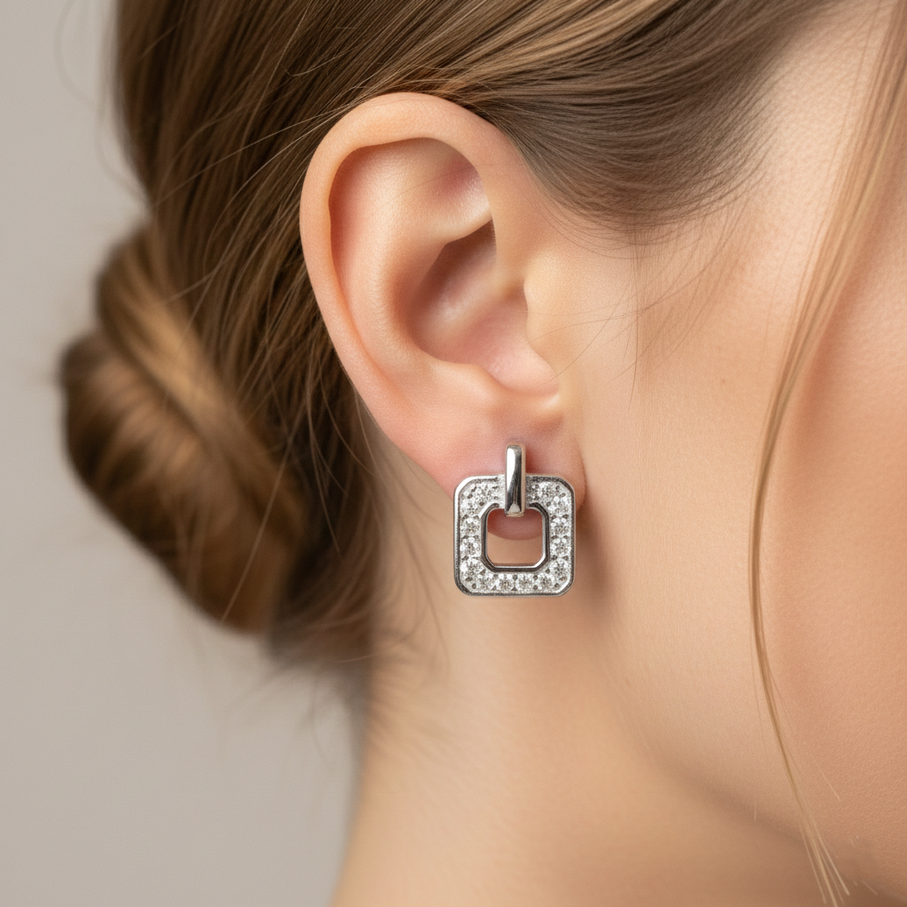 Sweet Little Frame Silver Earrings | Silver Jewellery for Women