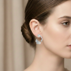 Dewdrop Leaf Cluster Silver Studs | Silver Stud Pearl Earring