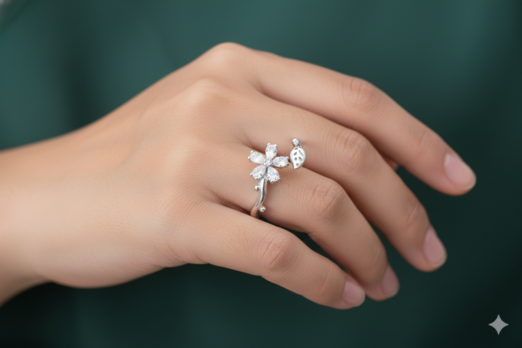 Dainty Sterling Silver Flower Ring