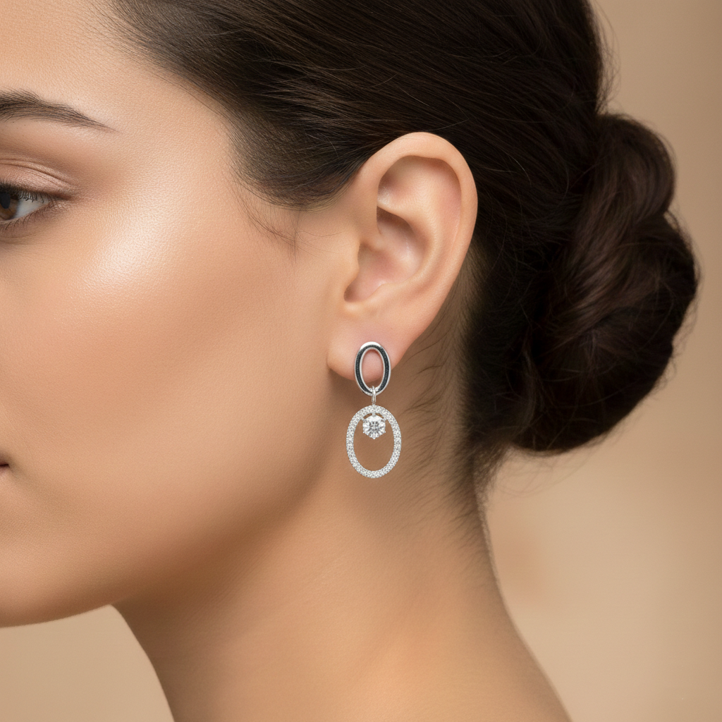 Tiny Sparkle Drop Silver Earrings | 925 Silver Earring for women