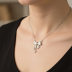 Kiss Bow Silver Necklace | 925 Silver Heart Pendant