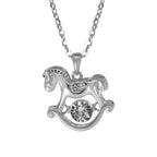 Crystal Saddle Rocking Silver Horse | 925 Silver Animal Pendant