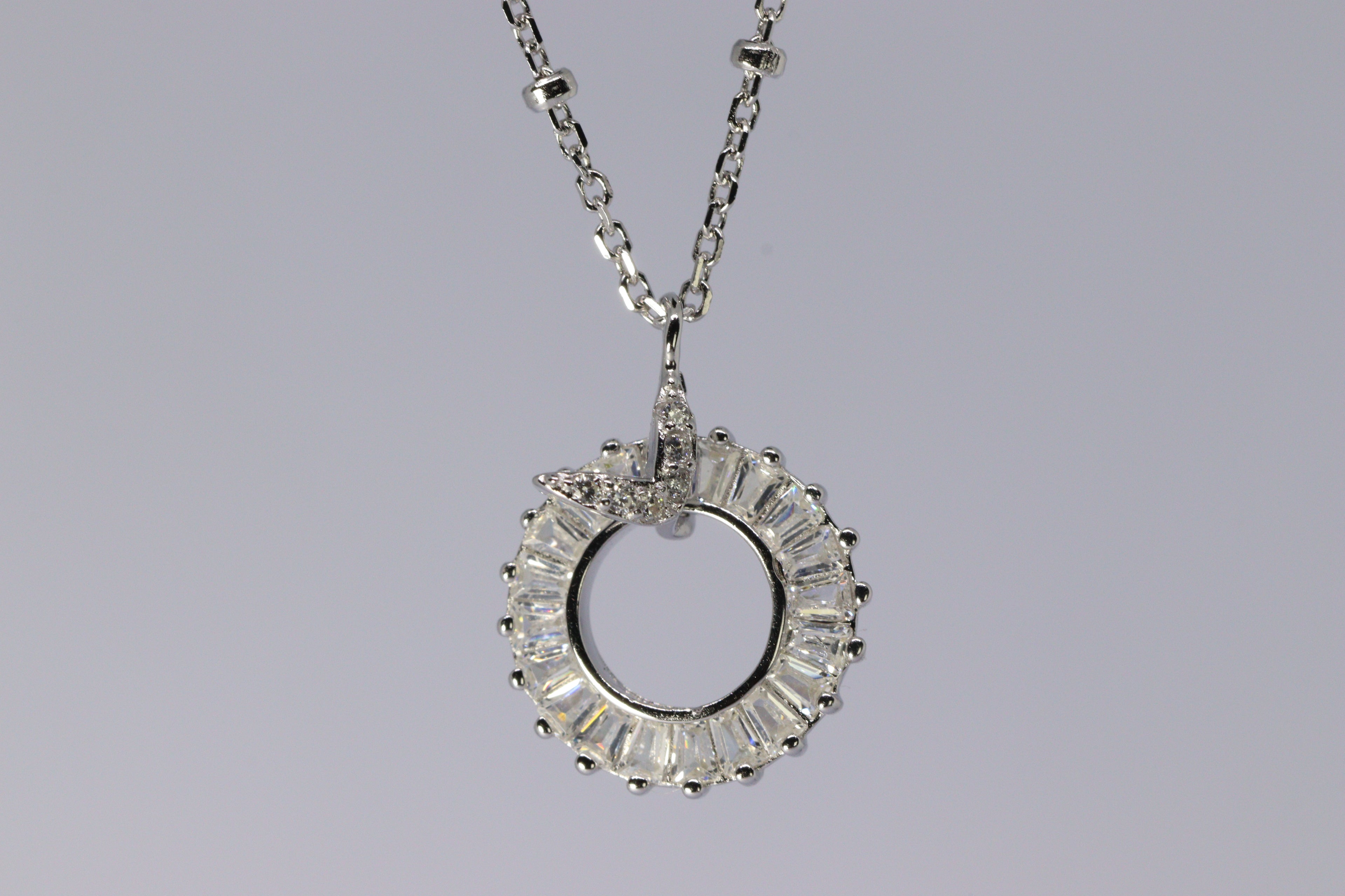 Circle of Light Butterfly Silver Necklace