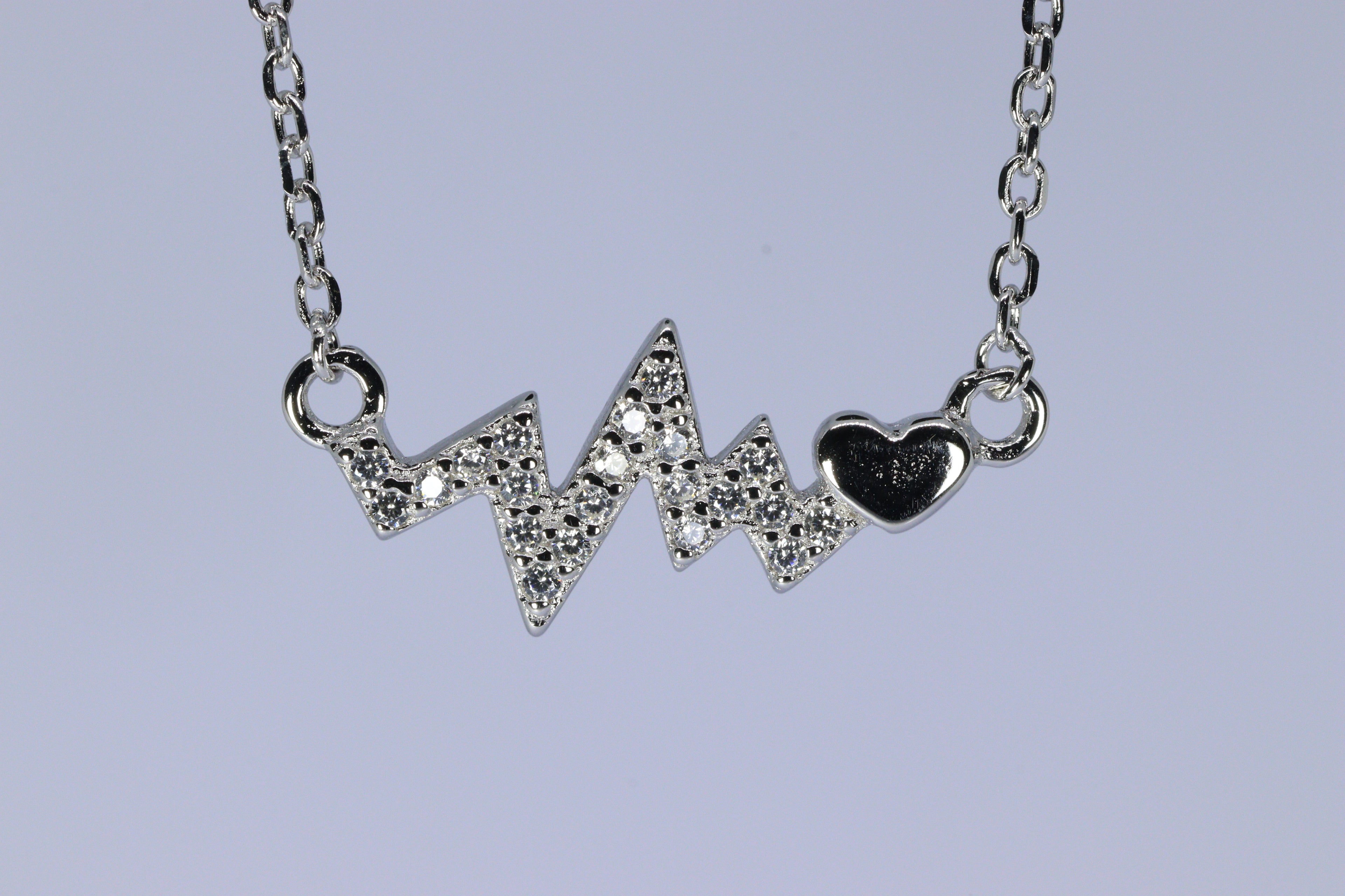 My Heart Beat Dainty Pave Heartbeat Necklace
