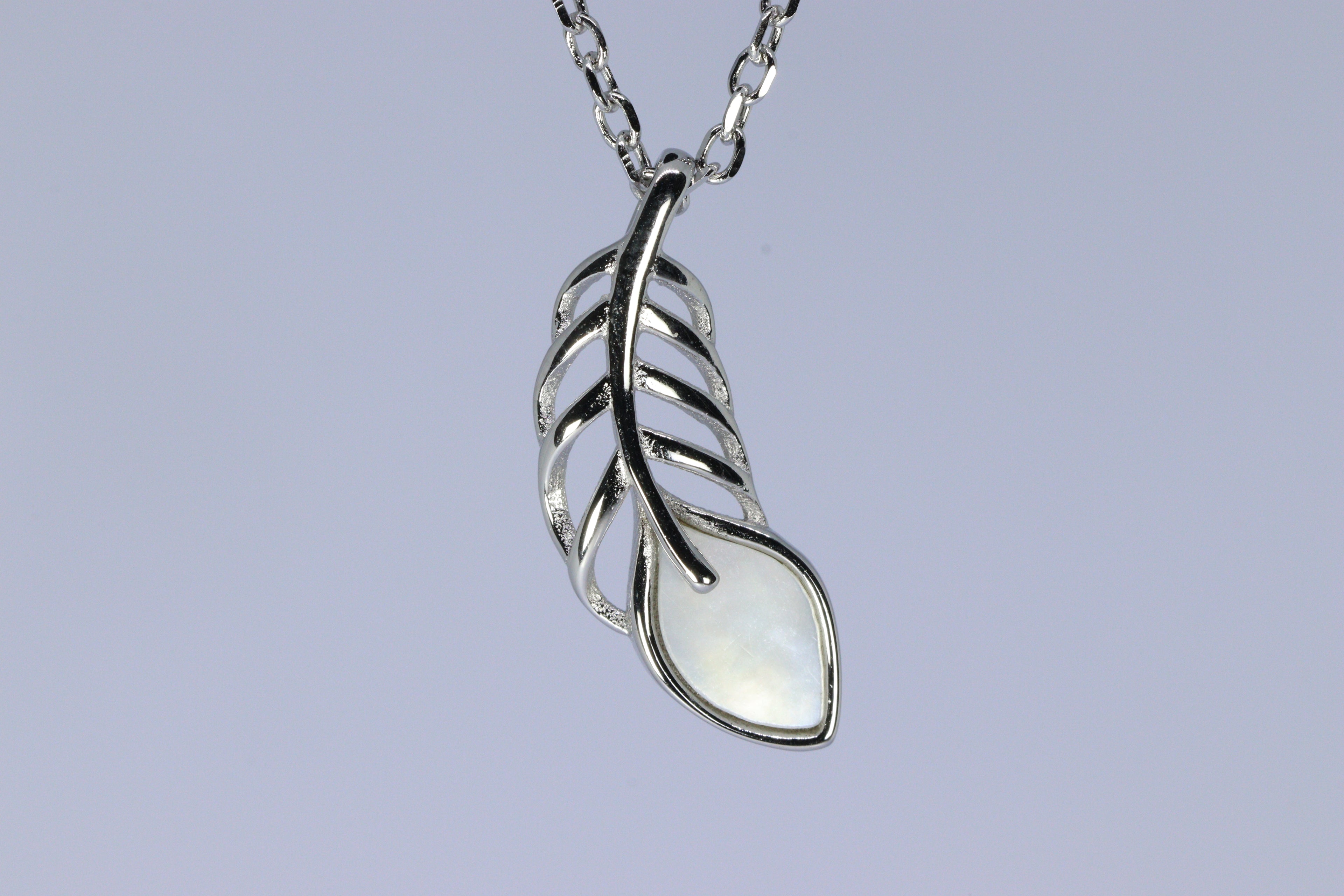 Little Wing Mother of Pearl Feather Necklace