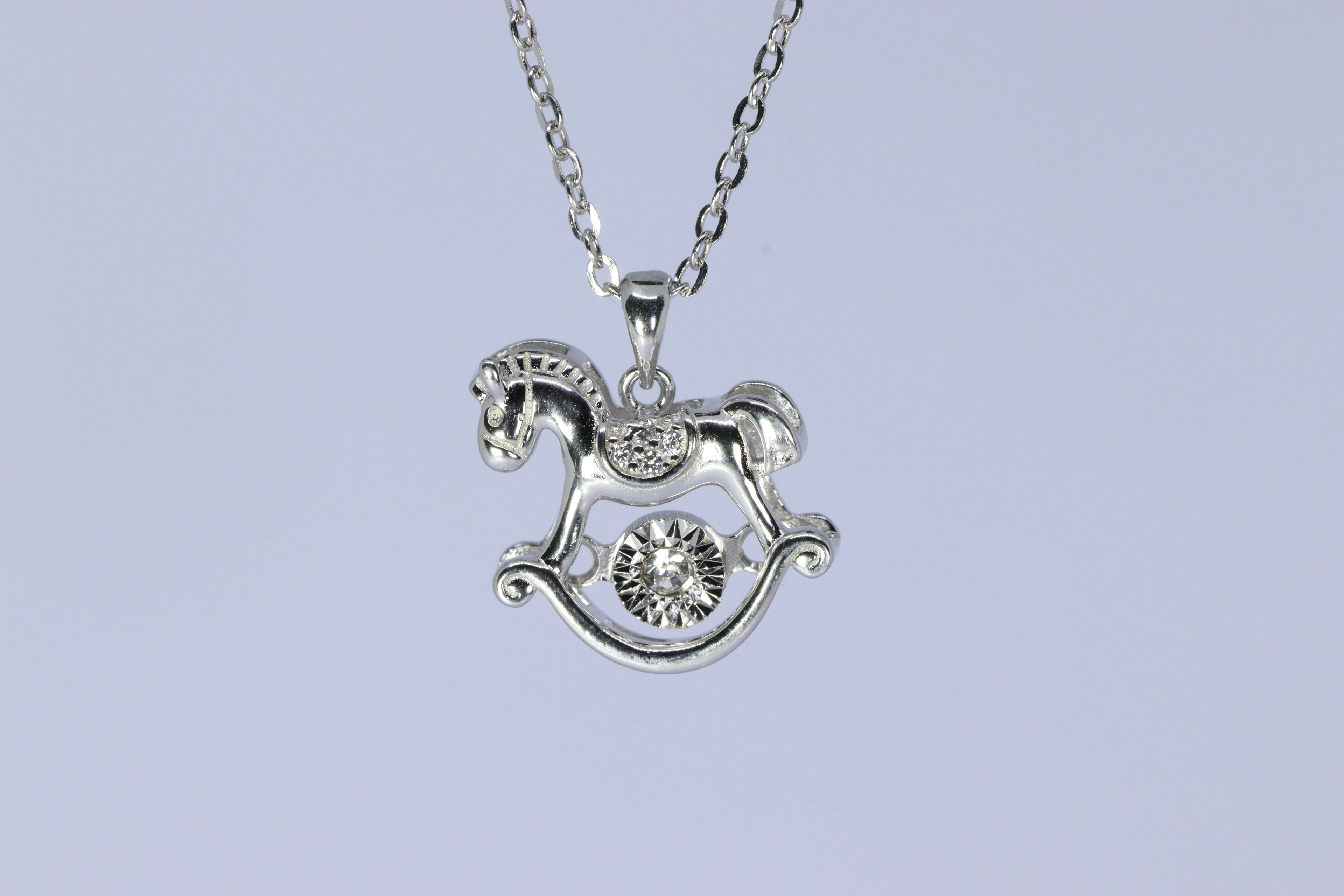 Crystal Saddle Rocking Silver Horse