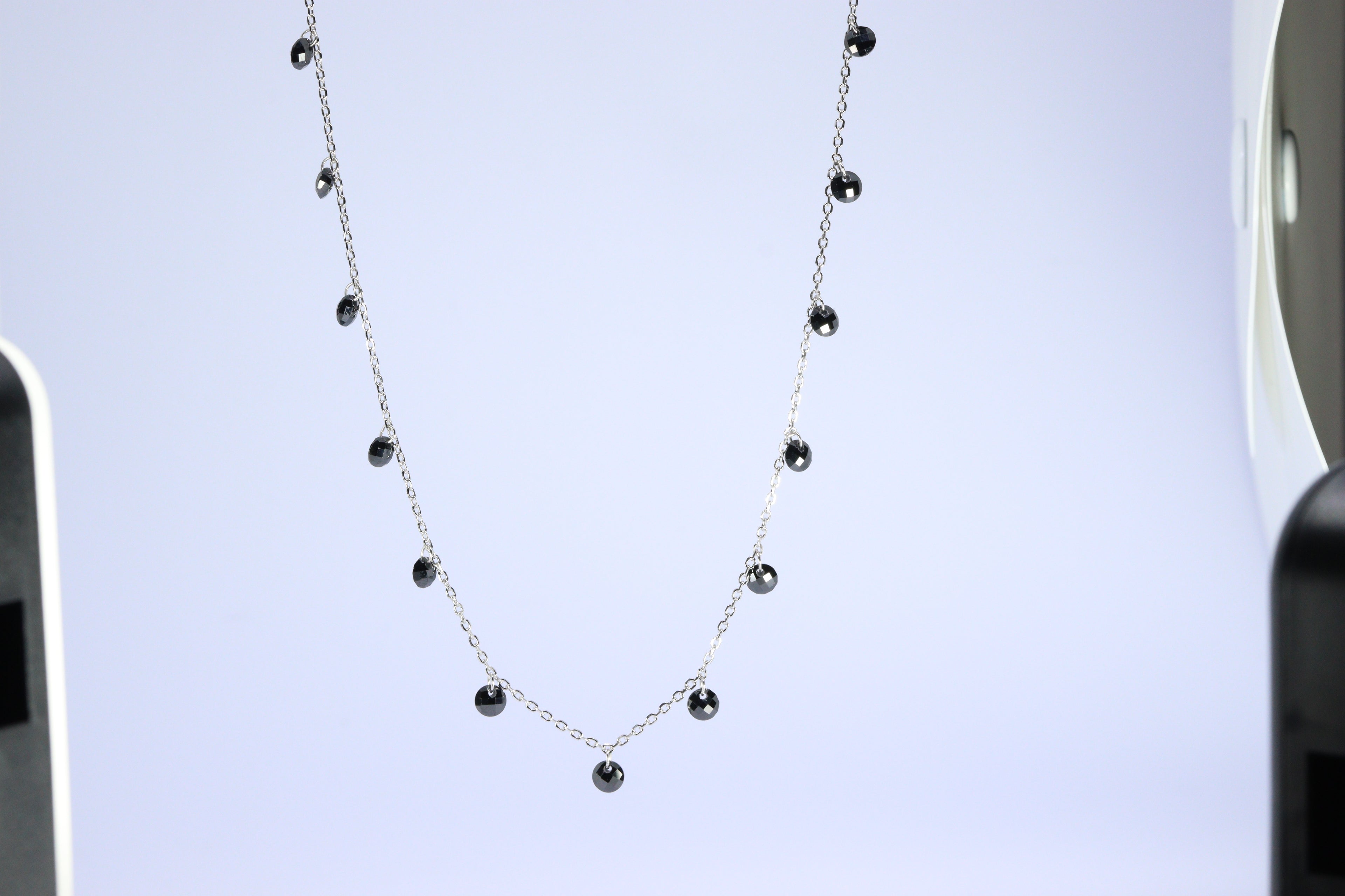 Little Black Sparkle Station Silver Chain Necklace