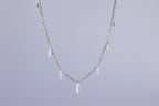 Baguette Drop Fancy Silver Necklace