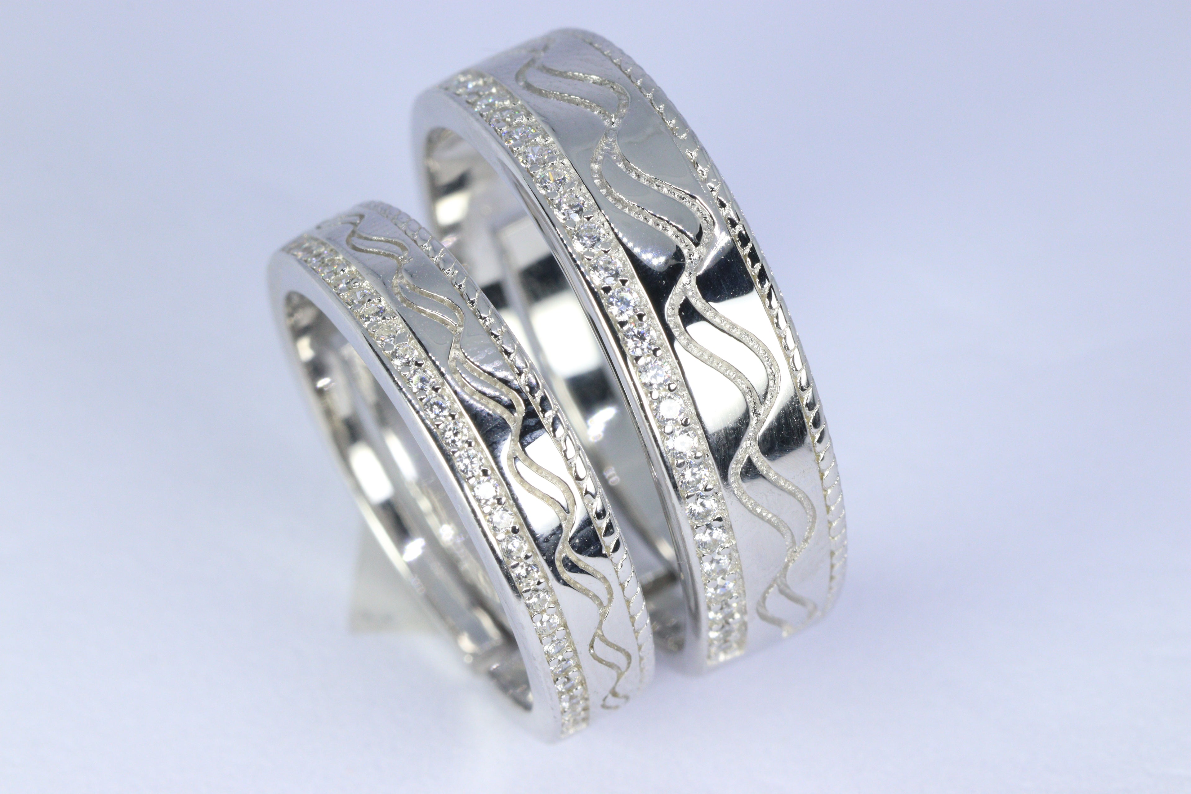 Ocean Pave Couple Rings