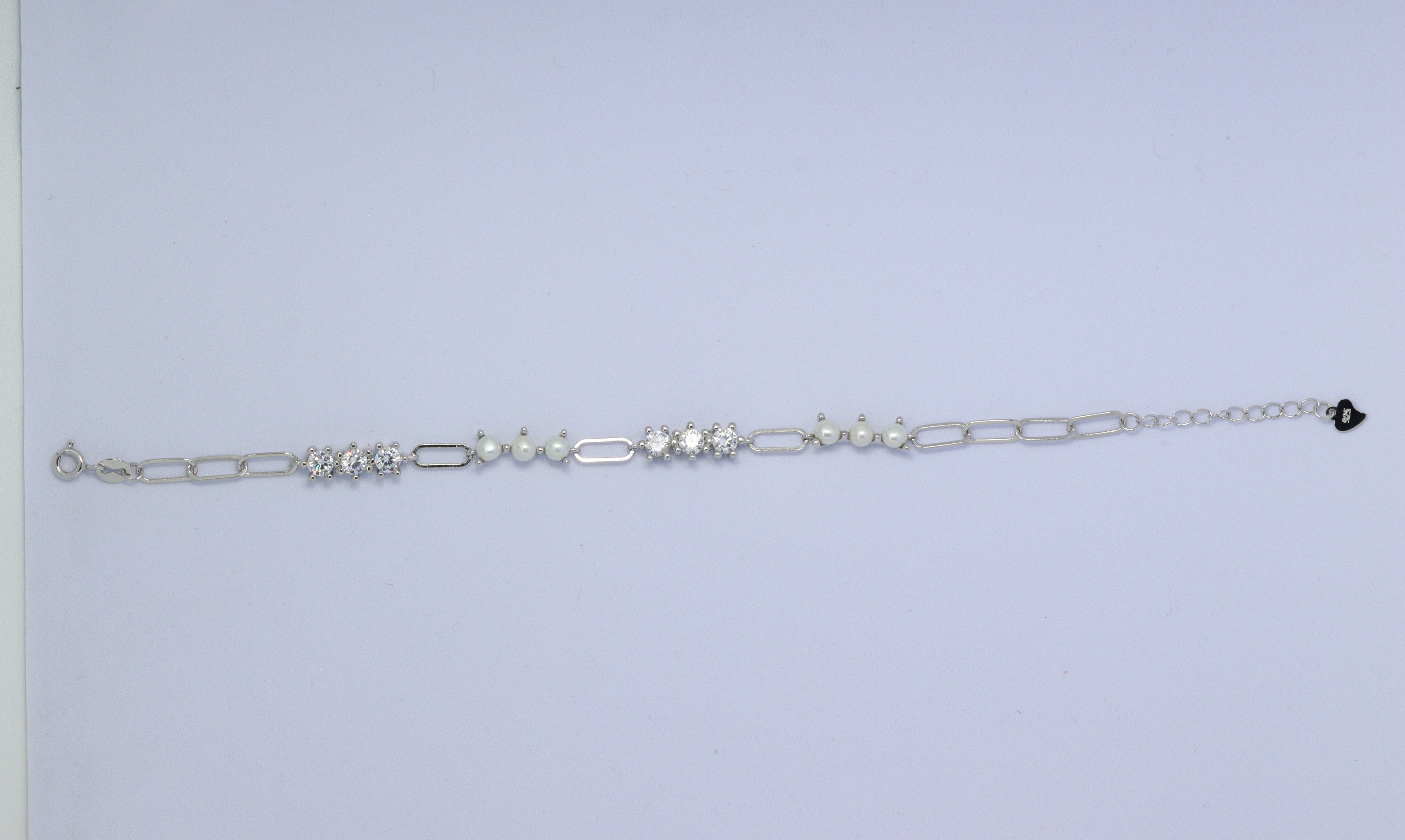 Twinkly Pearl Silver Link Bracelet