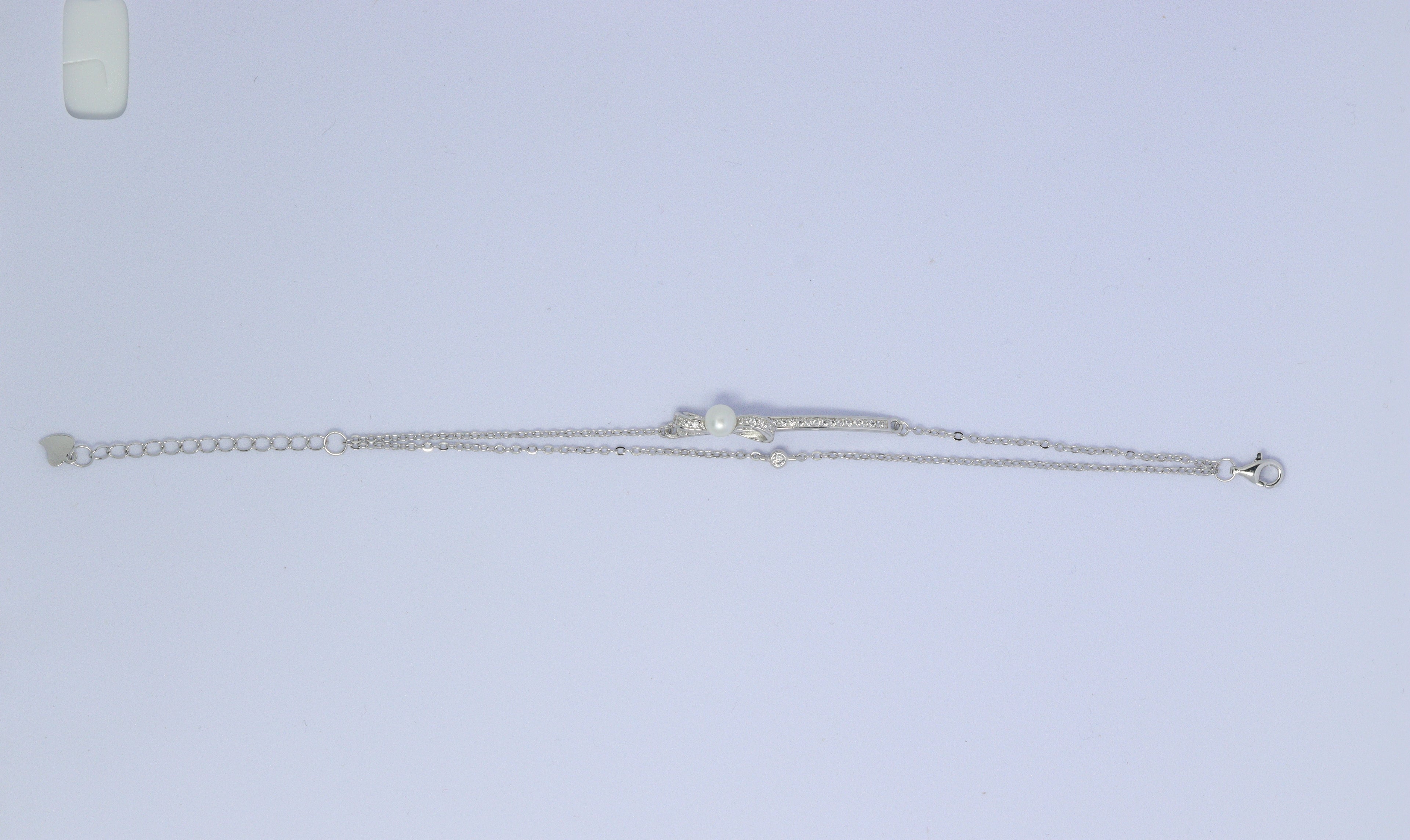 Twinkling Arc Pearl Chain Silver Bracelet