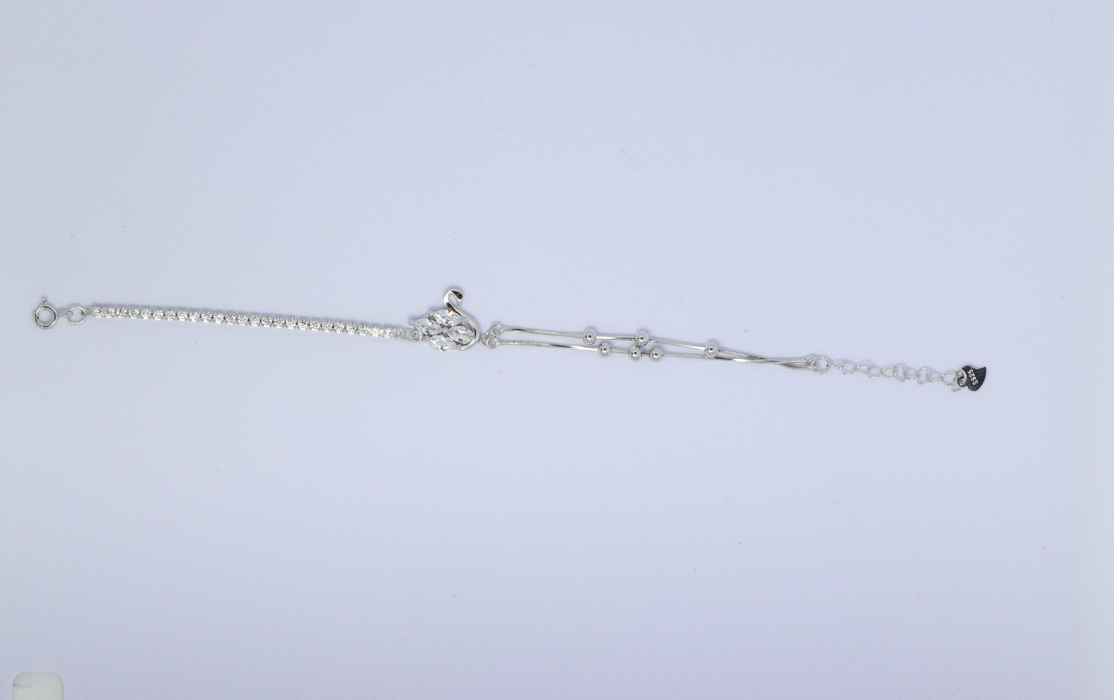 Sweet Glide Swan Silver Bracelet