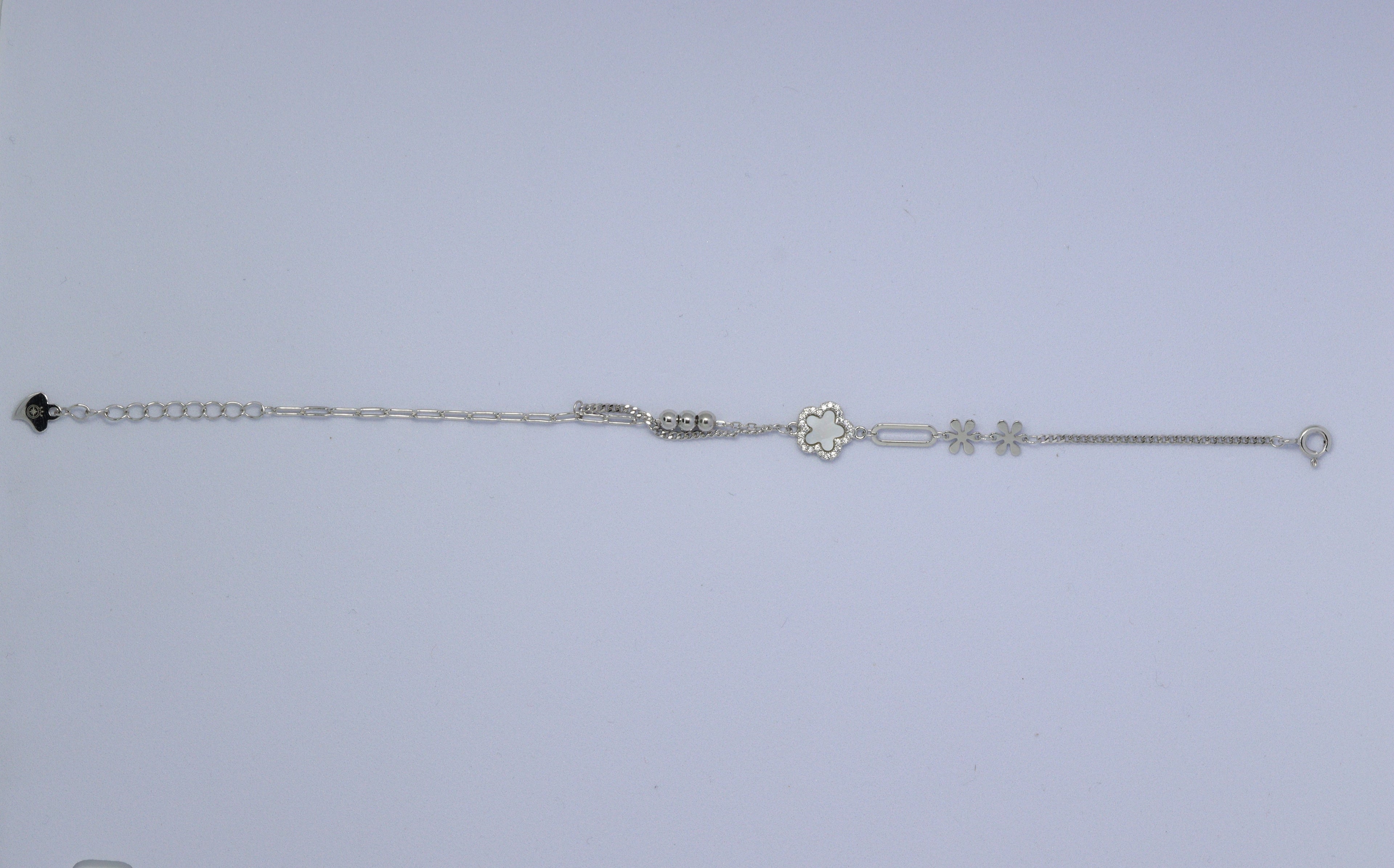Little Pearl Clover Silver Bracelet