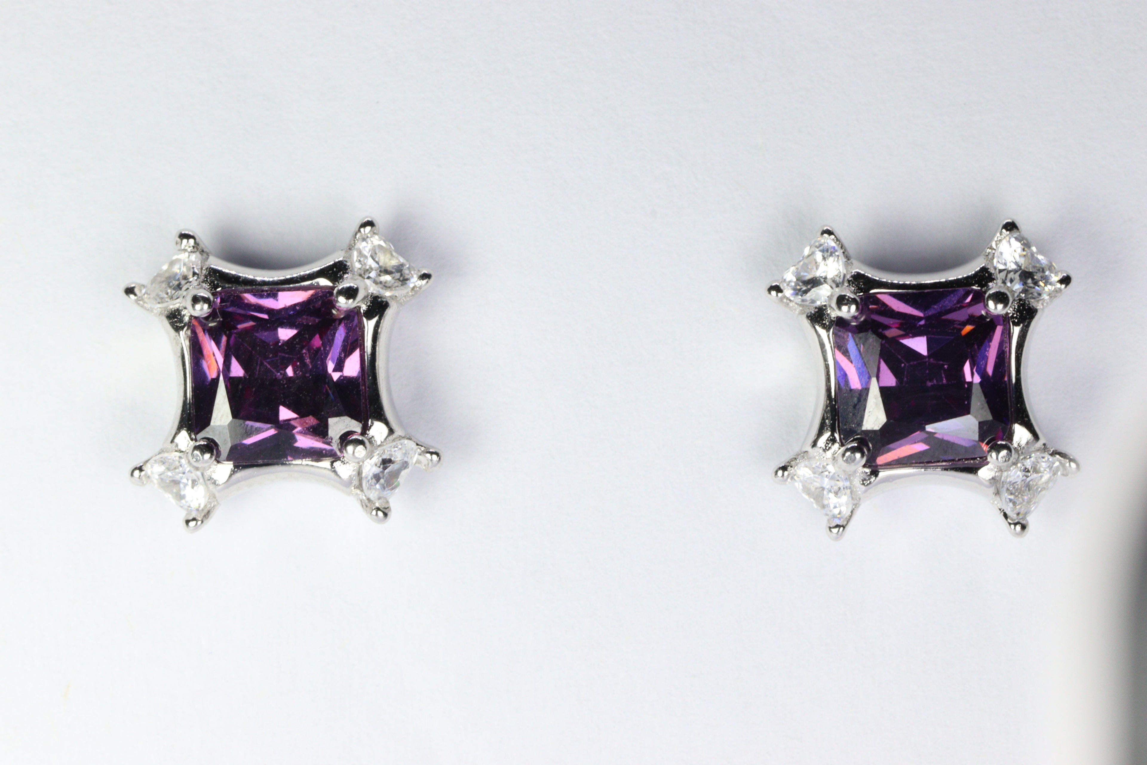 925 Silver Purple Starburst Studs