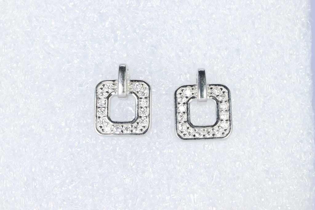 Sweet Little Frame Silver Earrings