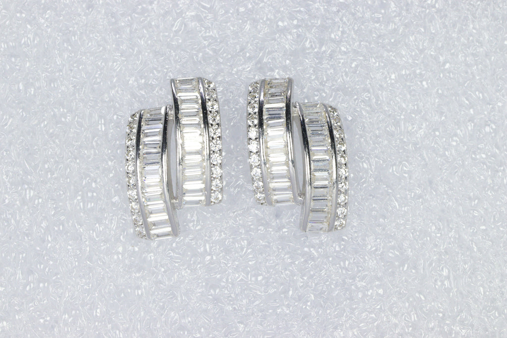 Midnight Sparkle Silver Huggies