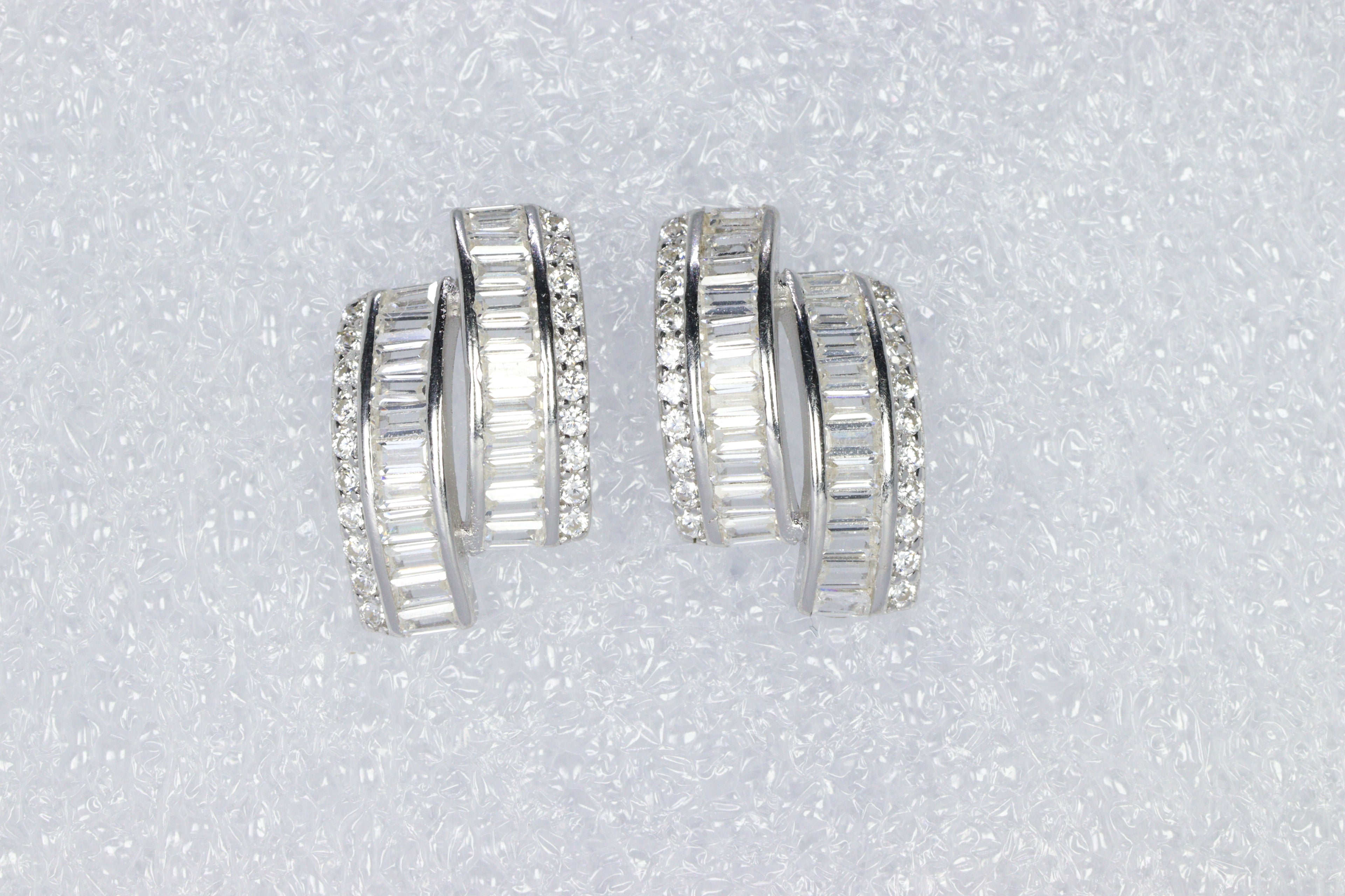 Midnight Sparkle Silver Huggies