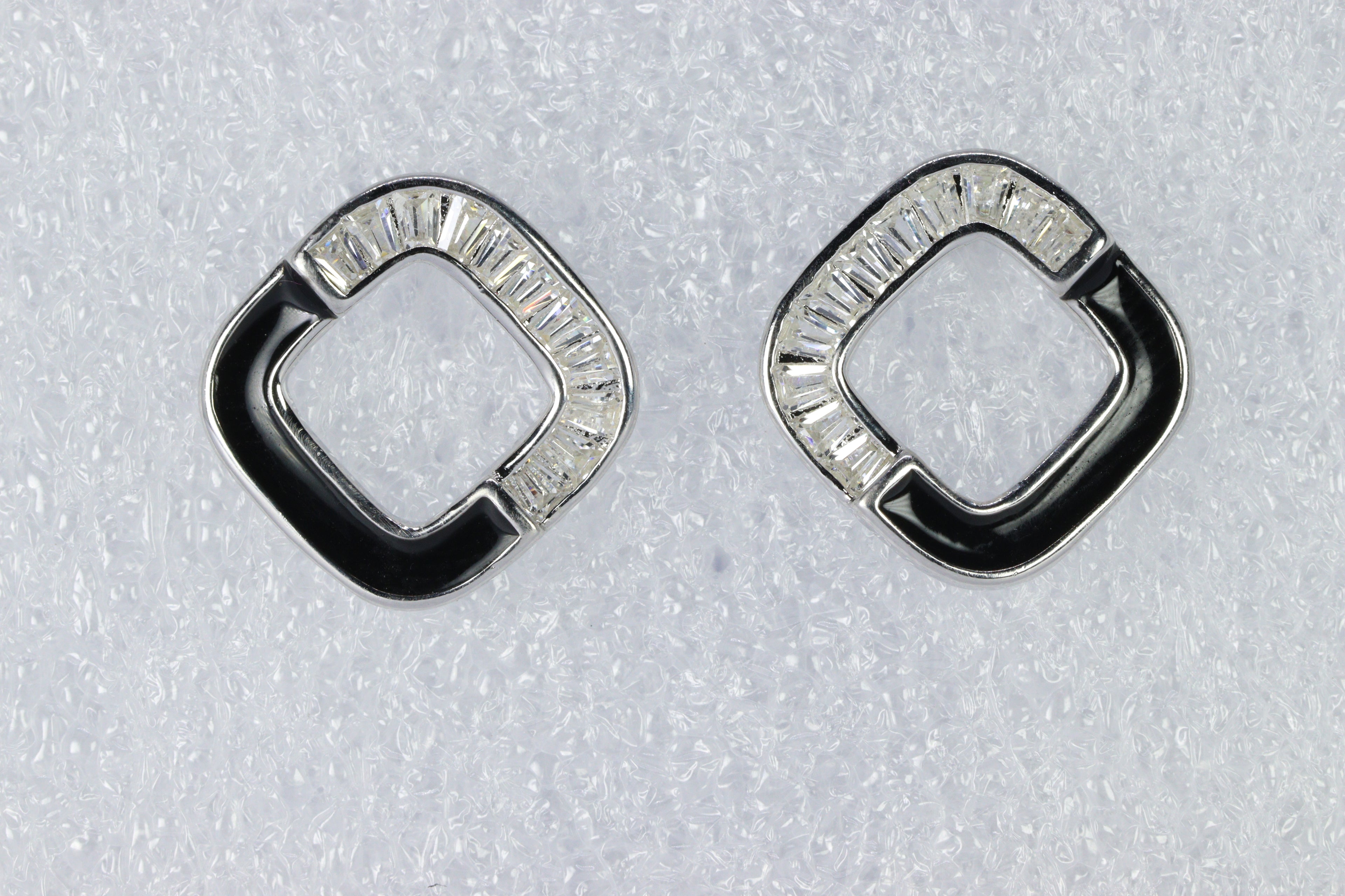 Silver Baguette Square Studs