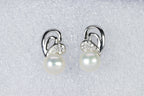 Graceful Wave Sterling Silver Pearl Studs