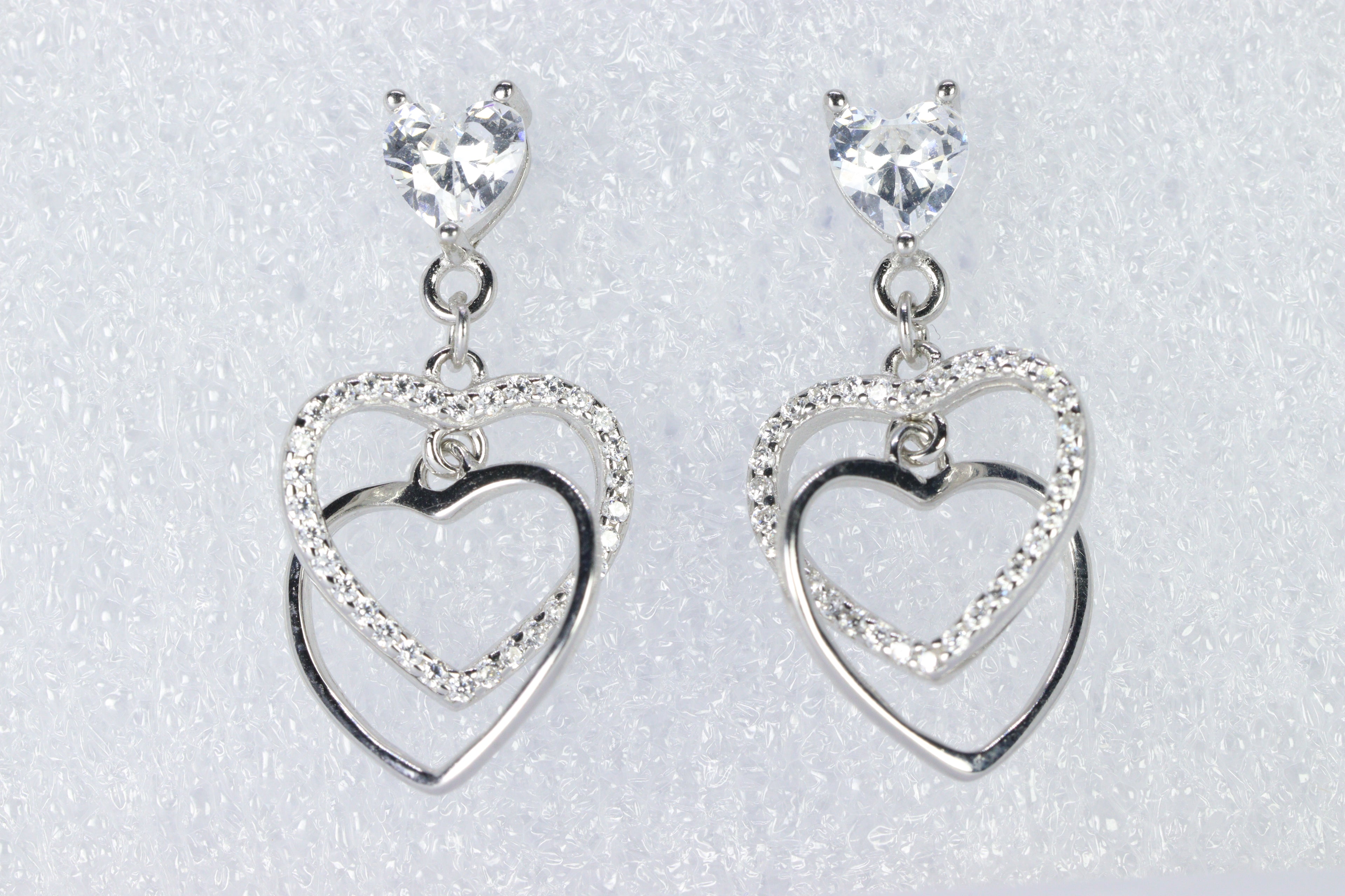 Romantic Interlocking Heart Dangle Earrings