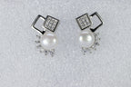 The Perfect Blend: Modern Cube & Classic Pearl Earrings