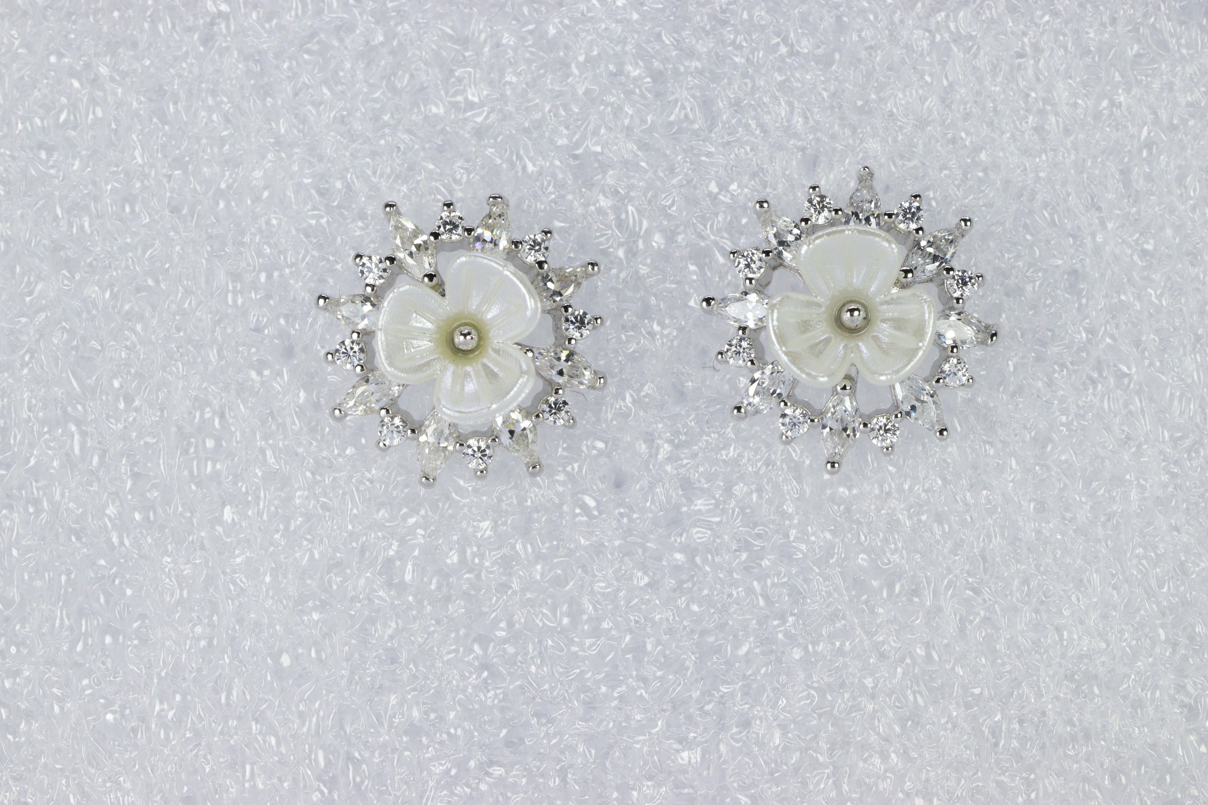 Celestial Grace: Pearl Flower Starburst Earrings