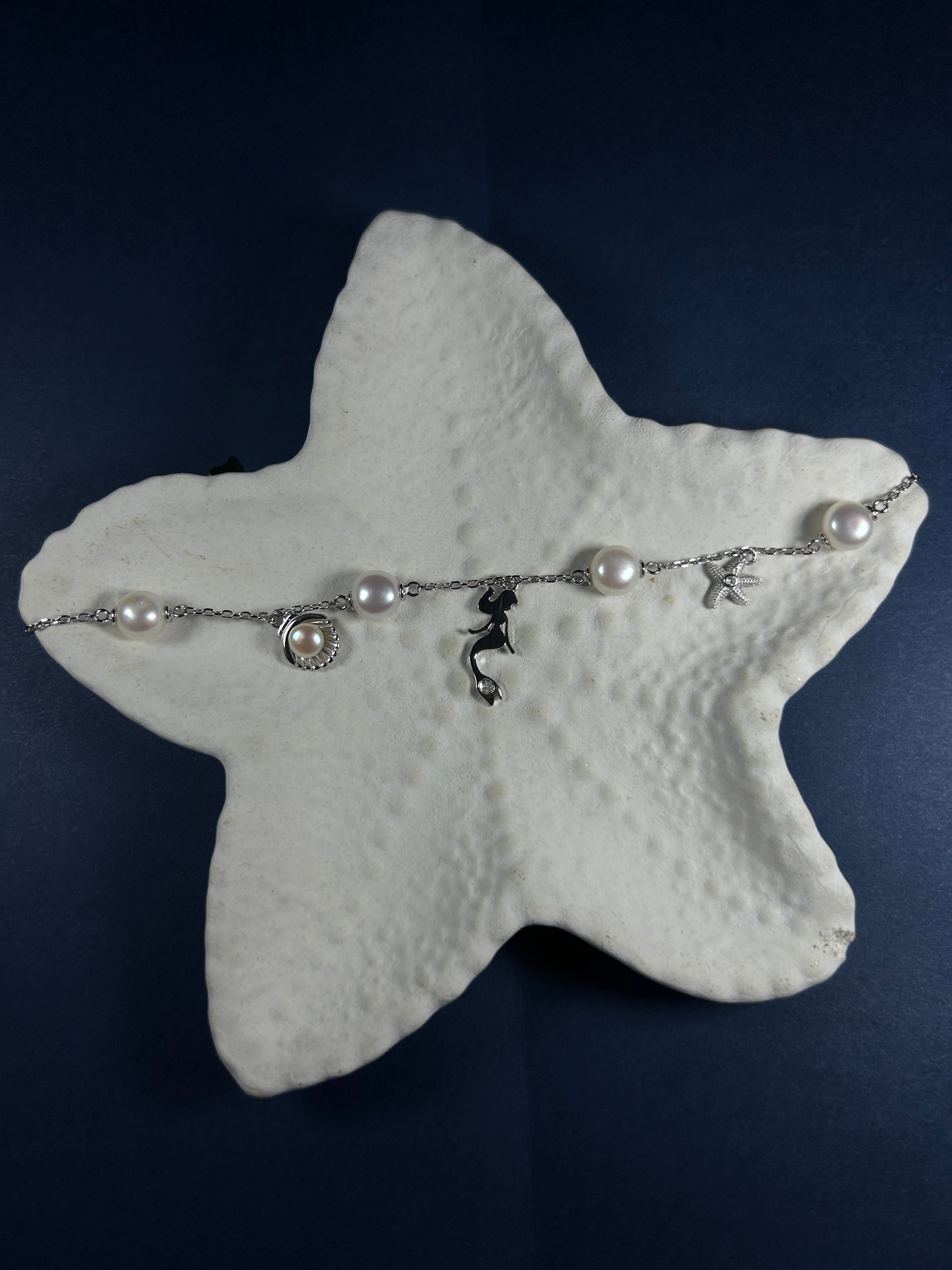Little Mermaid Pearl Charm Bracelet