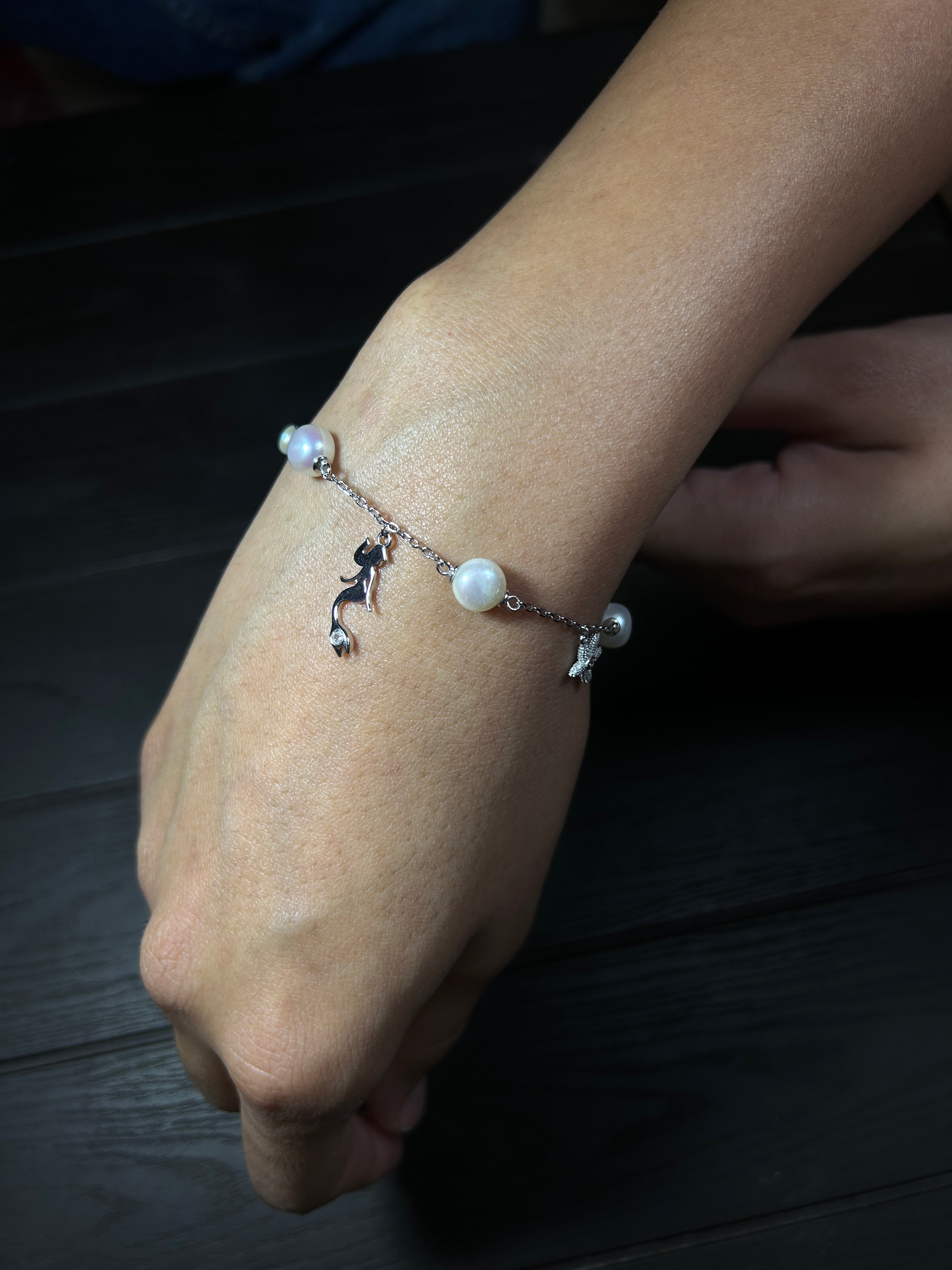Little Mermaid Pearl Charm Bracelet