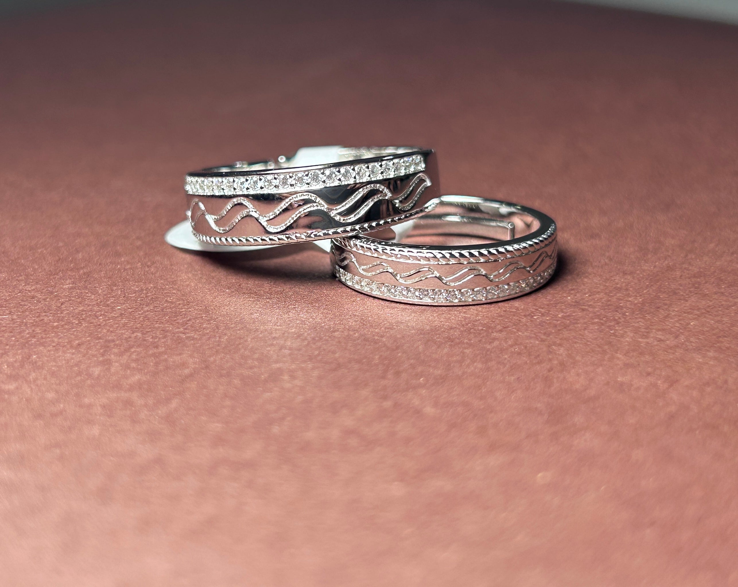 Ocean Pave Couple Rings