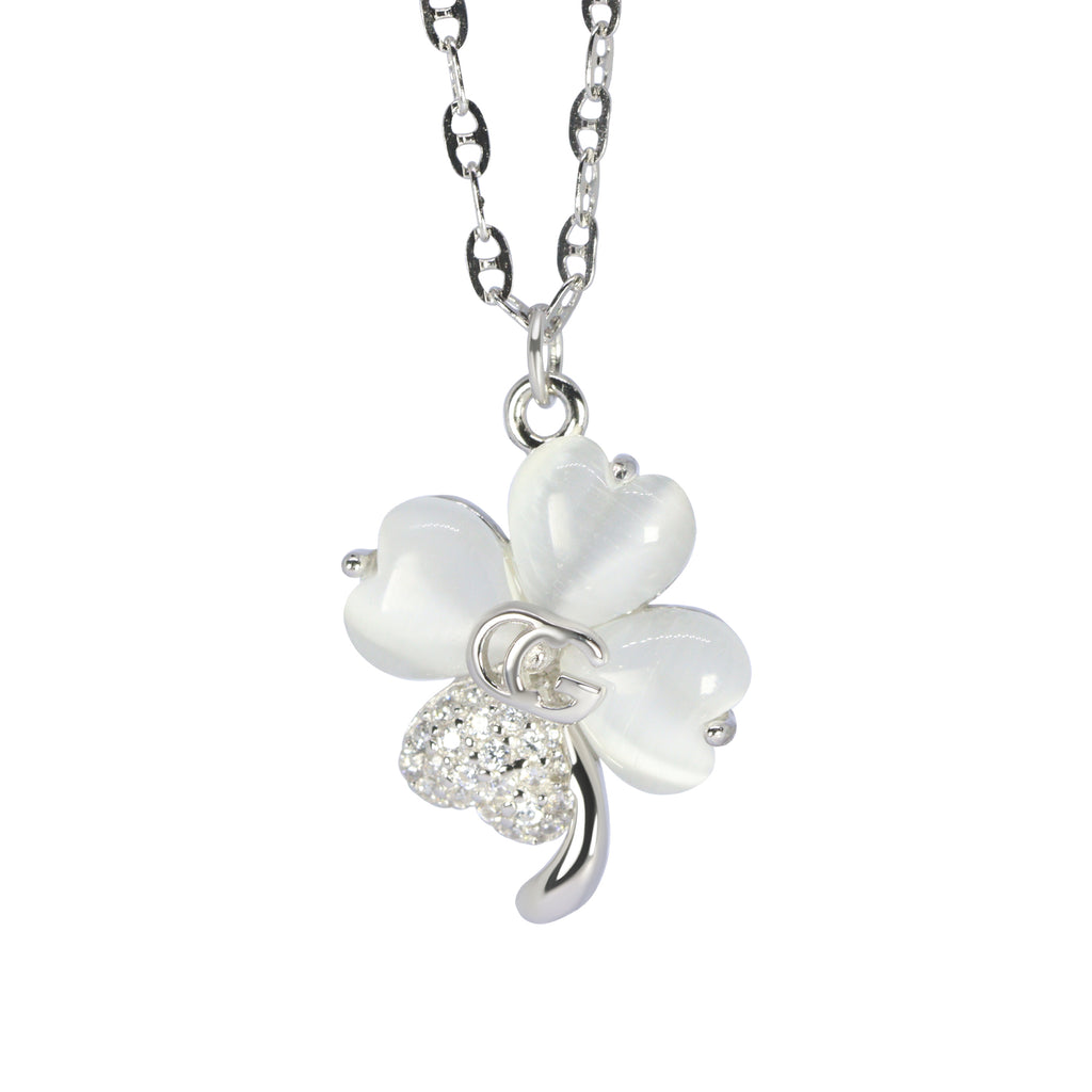 White Wish Clover Silver Pendant | 925 Silver Mop Pendant