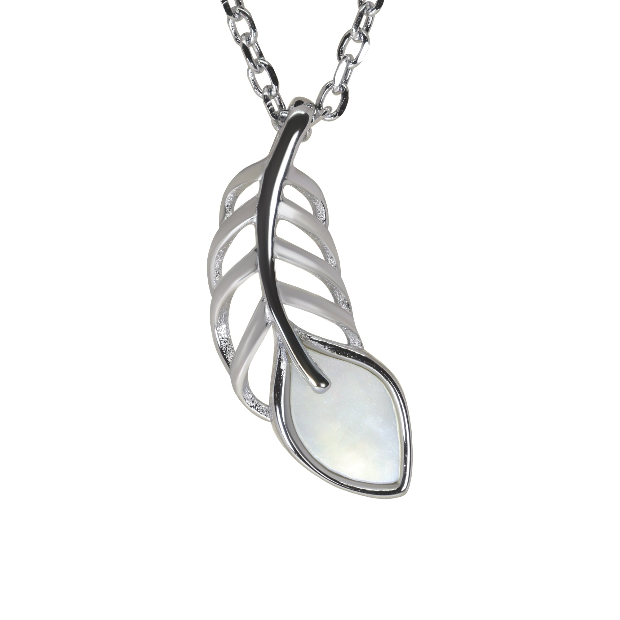 Little Wing Mother of Pearl Feather Necklace | Silver Pendant For women