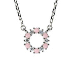 Pink Petal Halo Silver Necklace | Silver Pendant For Women