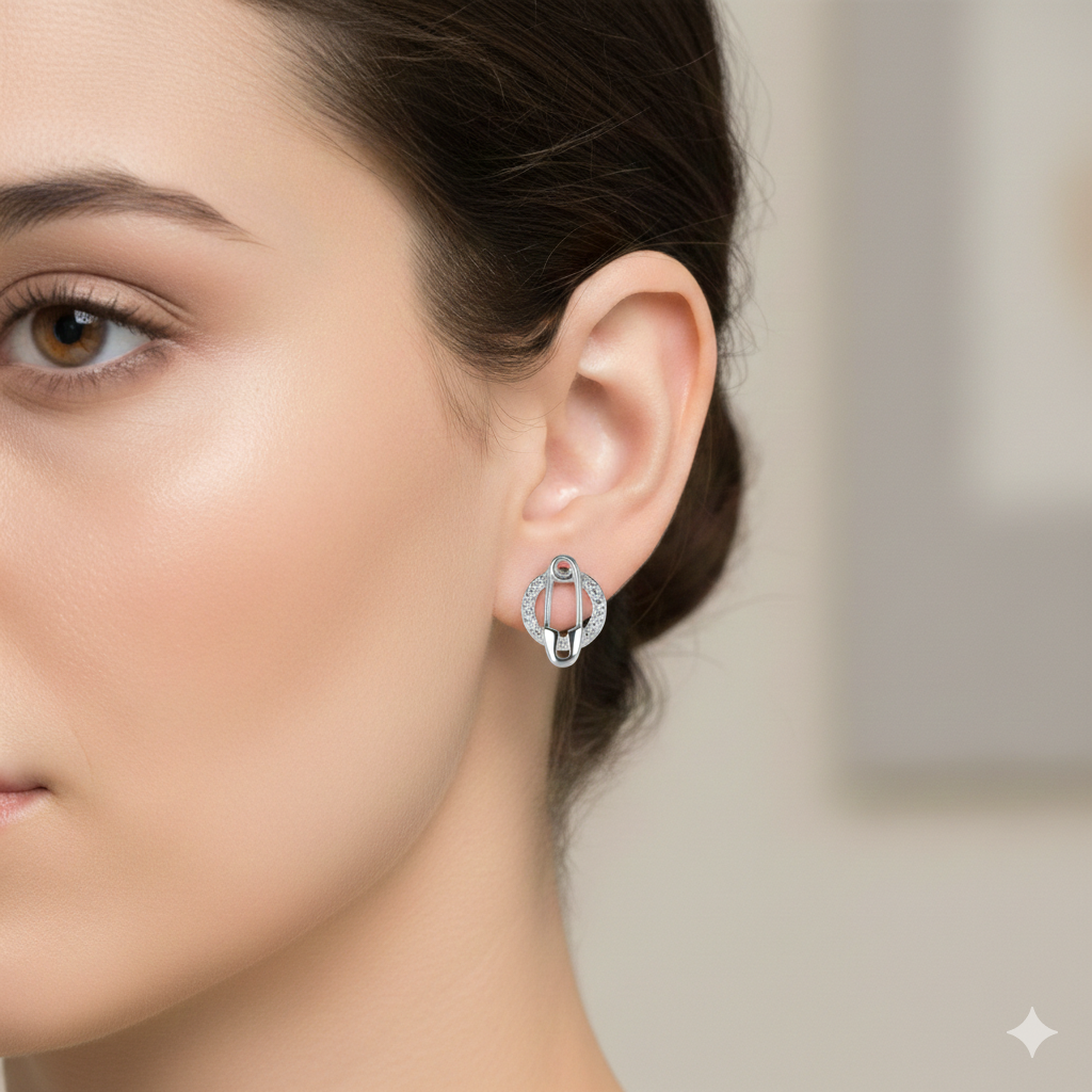 Modern Twist Sparkle Huggie Studs | Sterling Silver Earrings For Women